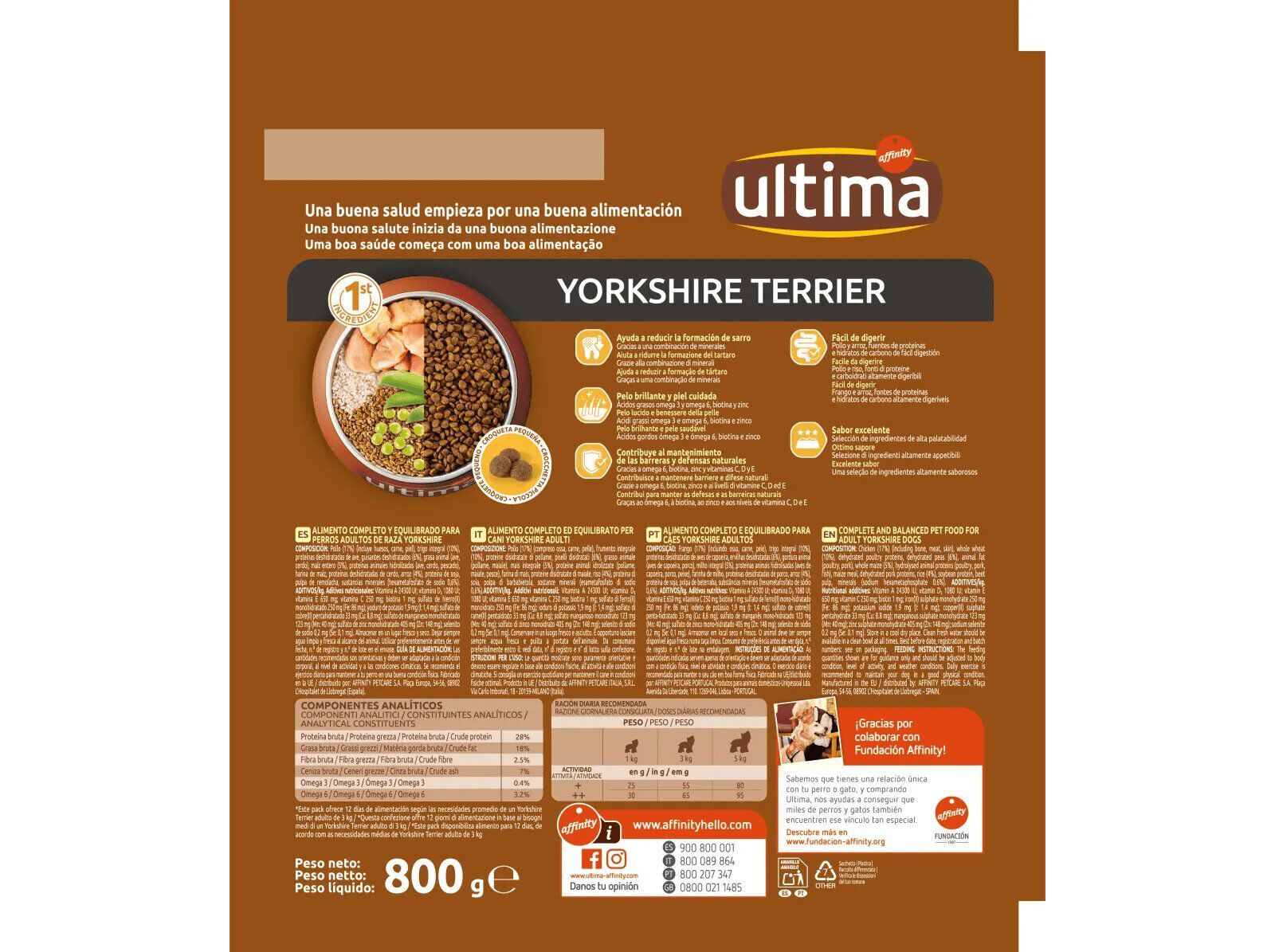 RA&Ccedil;&Atilde;O PARA C&Atilde;O ULTIMA YORKSHIRE TERRIER COM FRANGO 800G image number 1