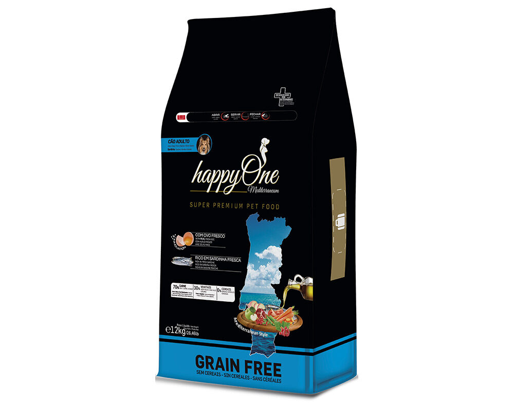 RA&Ccedil;&Atilde;O HAPPYONE MEDITERRANEUM C&Atilde;O SARDINHA 12KG
