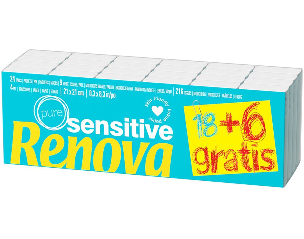 LEN&Ccedil;OS RENOVA DE PAPEL SENSITIVE BRANCO 18+6UN