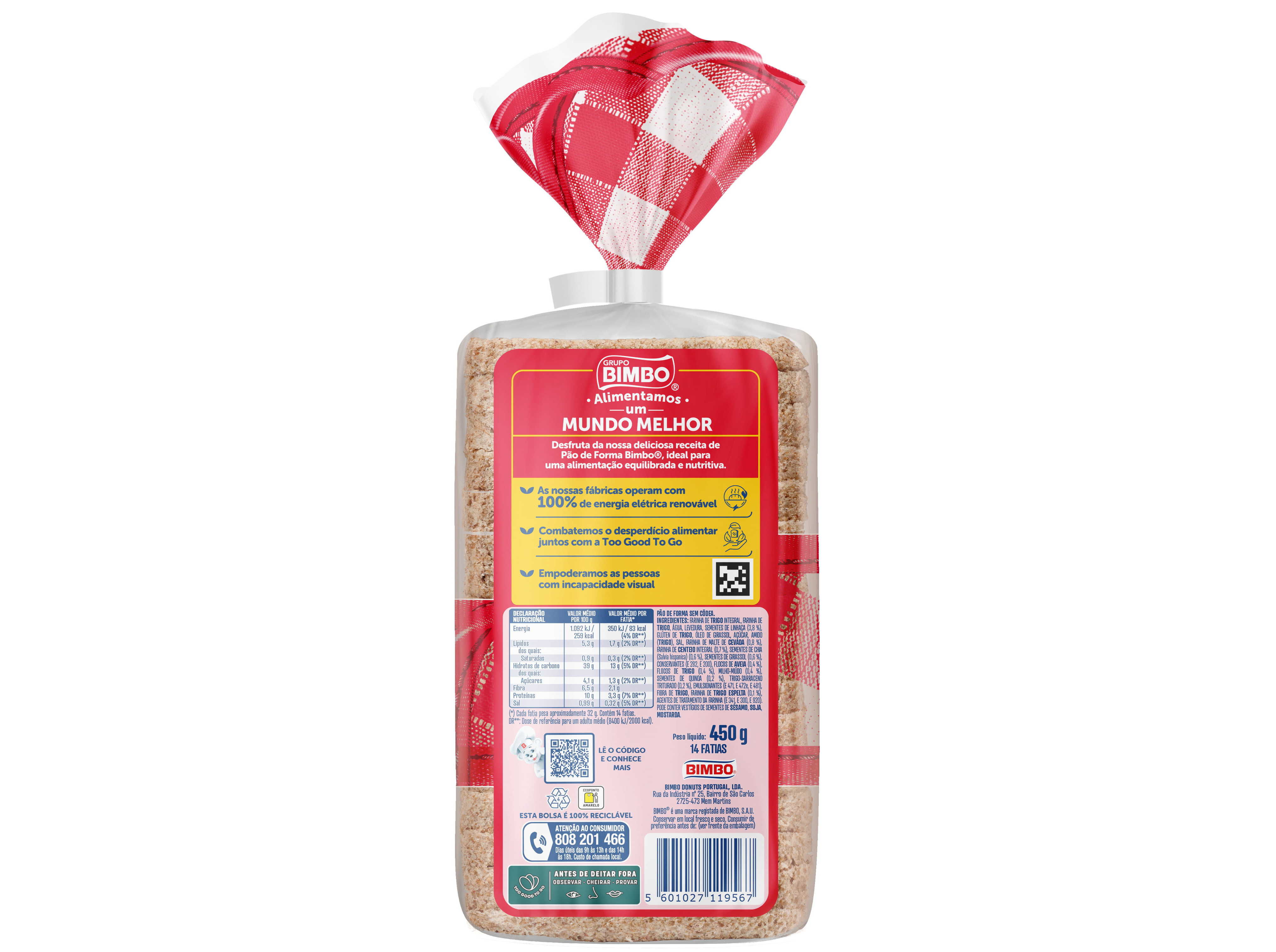 PAO DE FORMA BIMBO SEM CODEA 10 CEREAIS 450G image number 1