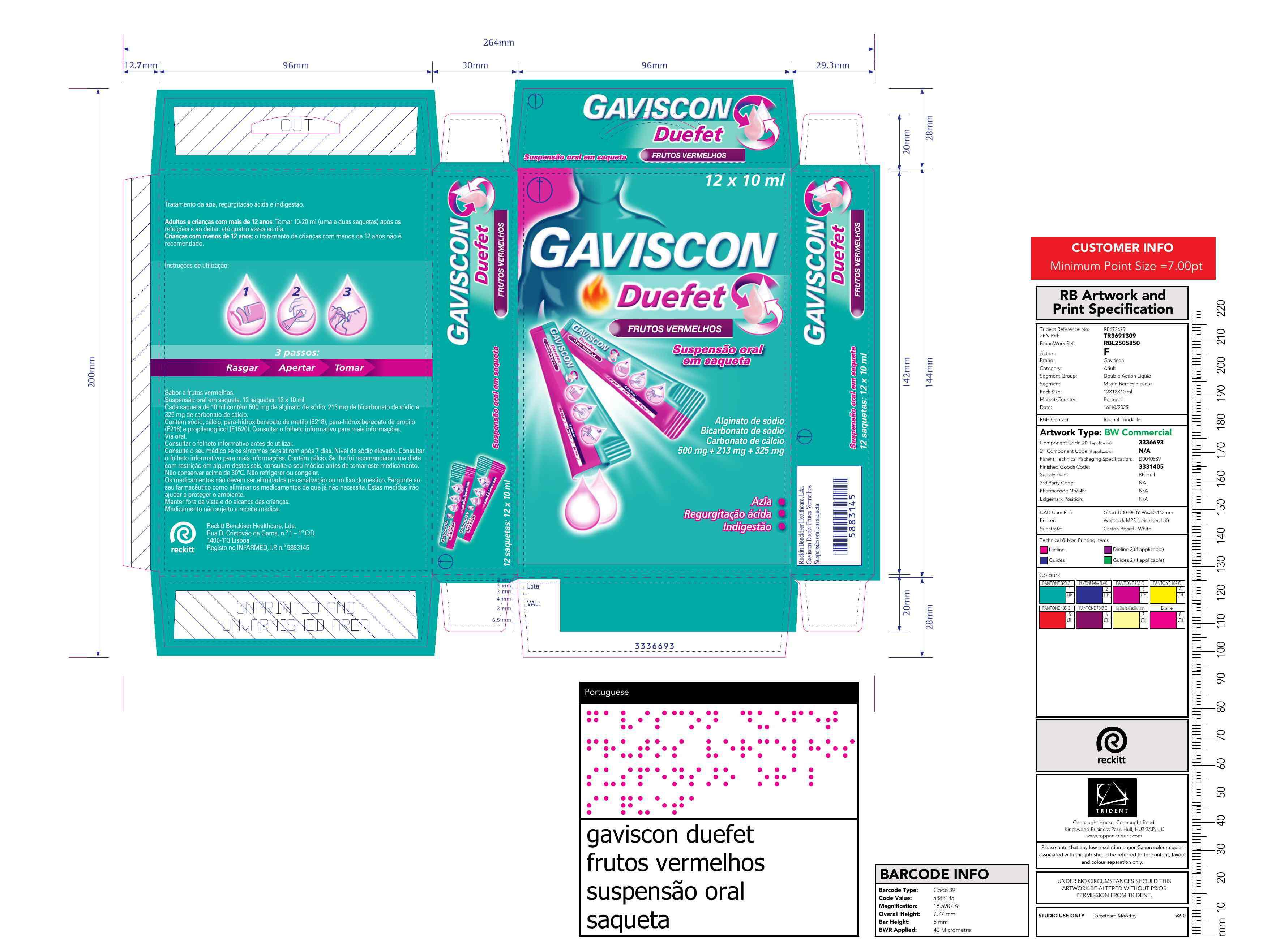 SAQUETAS GAVISCON DUEFET FRUTOS VERMELHOS 12UN image number 1