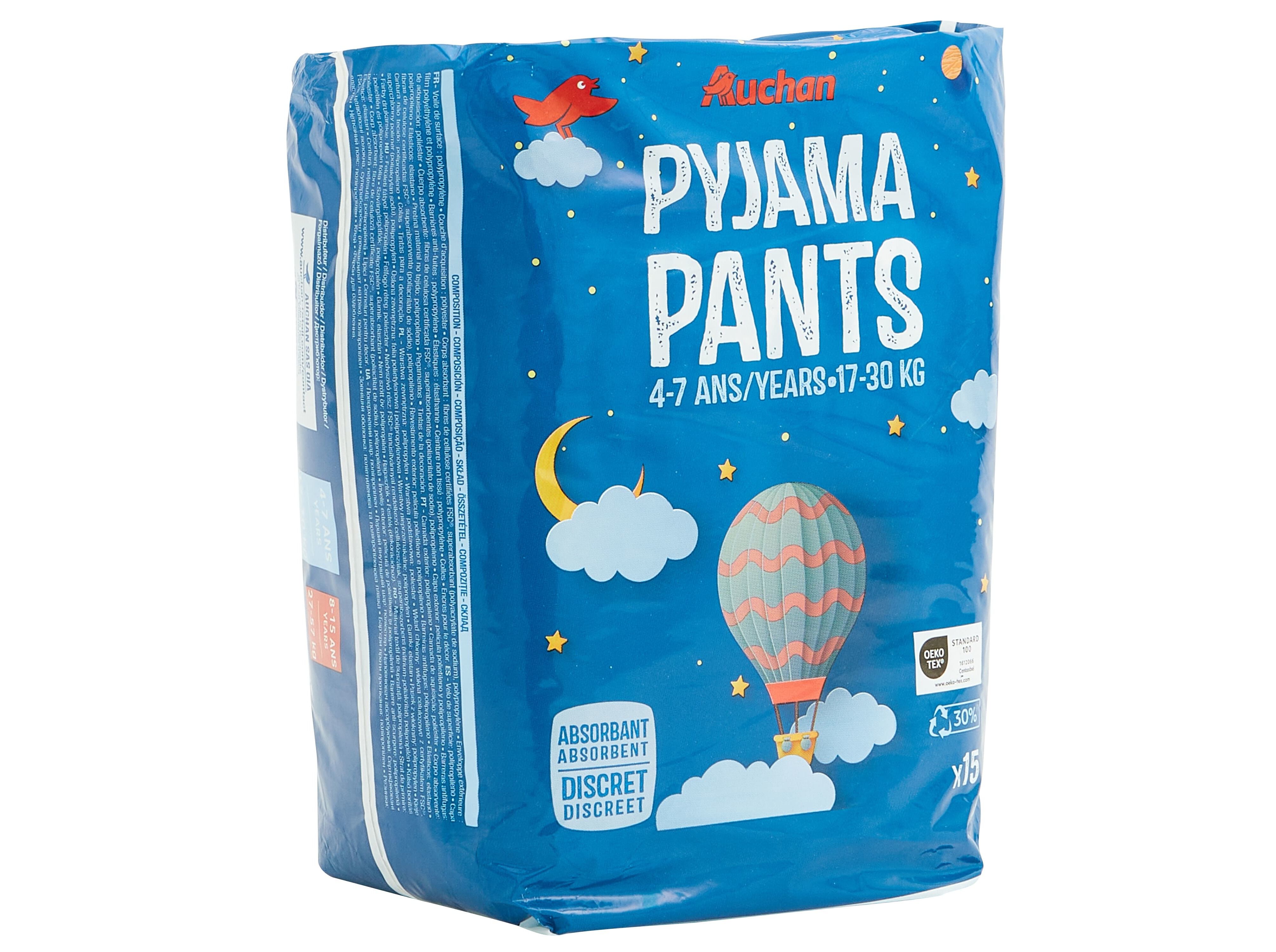 CUECAS NOITE AUCHAN PYJAMA PANTS 4-7 ANOS 17-30KG 15UN image number 2