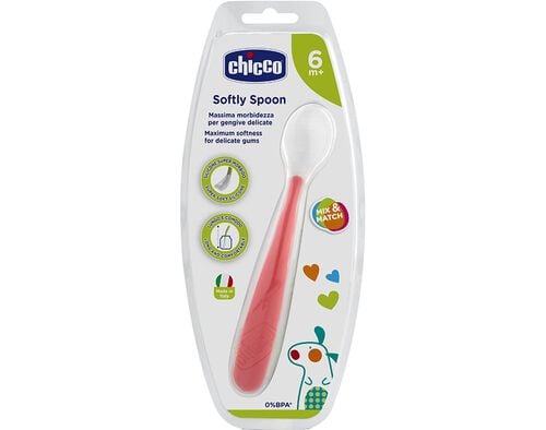 COLHER CHICCO SILICONE VERMELHA +6MESES 1UN image number 0