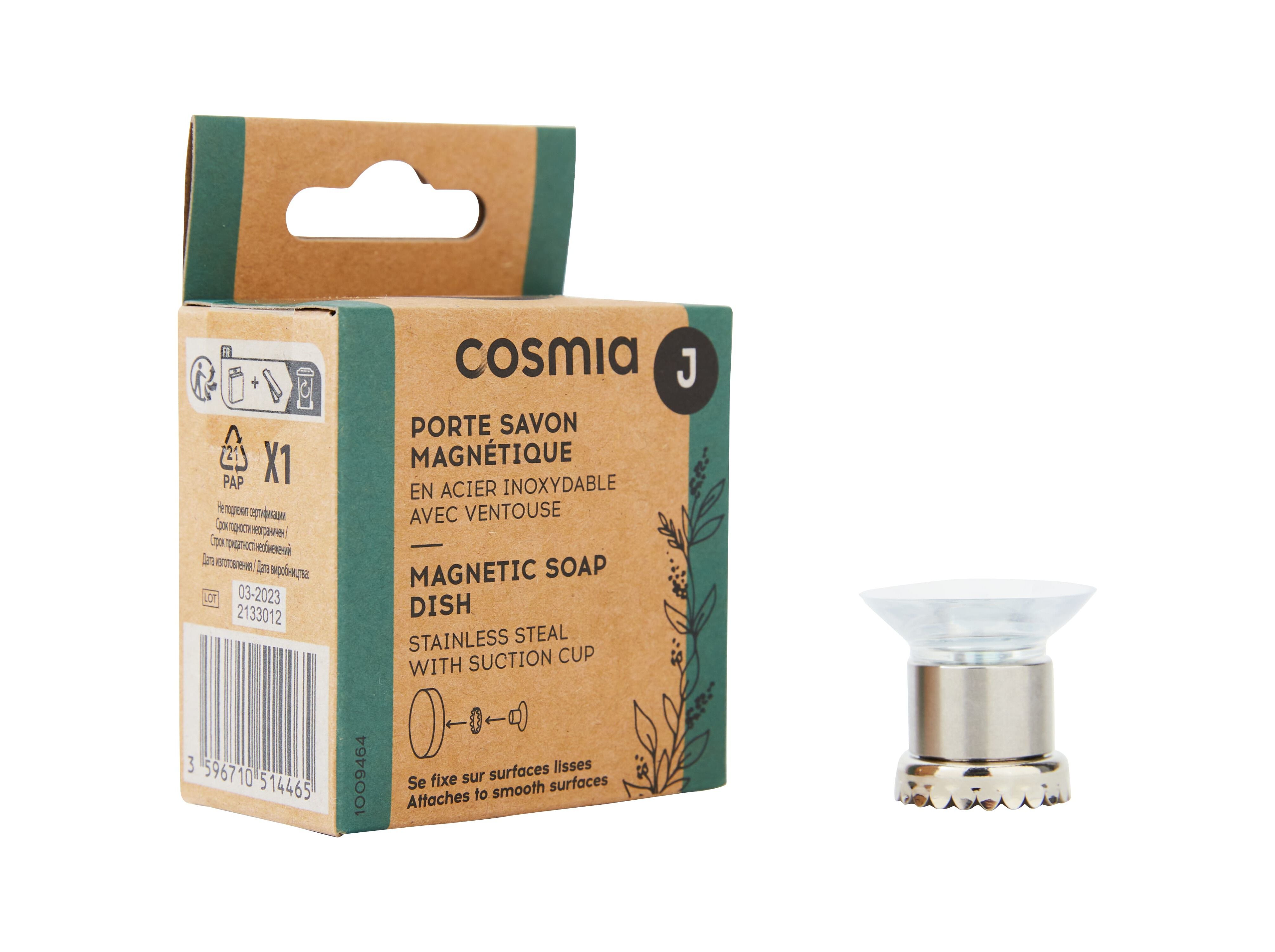 PORTA SABONETE MAGN&Eacute;TICO COSMIA A&Ccedil;O INOXID&Aacute;VEL COM VENTOSA 1UN image number 0