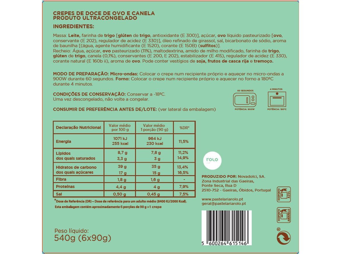 CREPES NOVADOLCI OVO E CANELA 540G image number 1