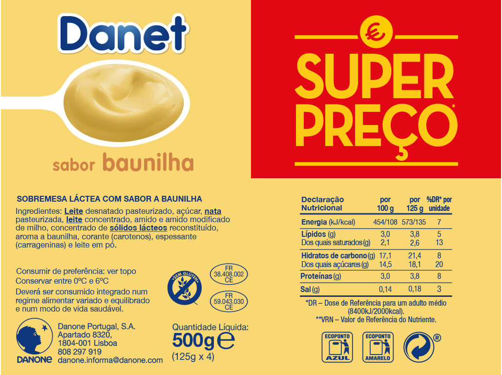 SOBREMESA DANET L&Aacute;CTEA BAUNILHA 4X125G image number 1