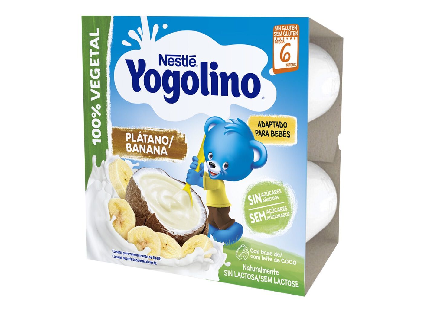 SOBREMESA L&Aacute;CTEA NESTL&Eacute; YOGOLINO COCO BANANA 100% VEGETAL 4X90G