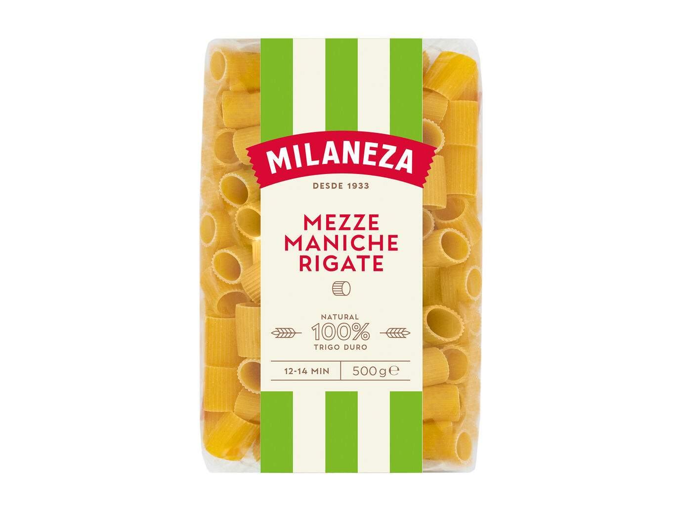 MACARR&Atilde;O MILANEZA MEZZE MANICHE RIGATE 500G image number 0