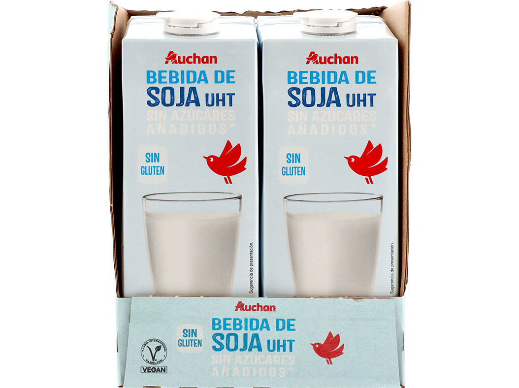 BEBIDA SOJA UHT AUCHAN SEM GL&Uacute;TEN E SEM A&Ccedil;&Uacute;CARES 6X1L image number 0