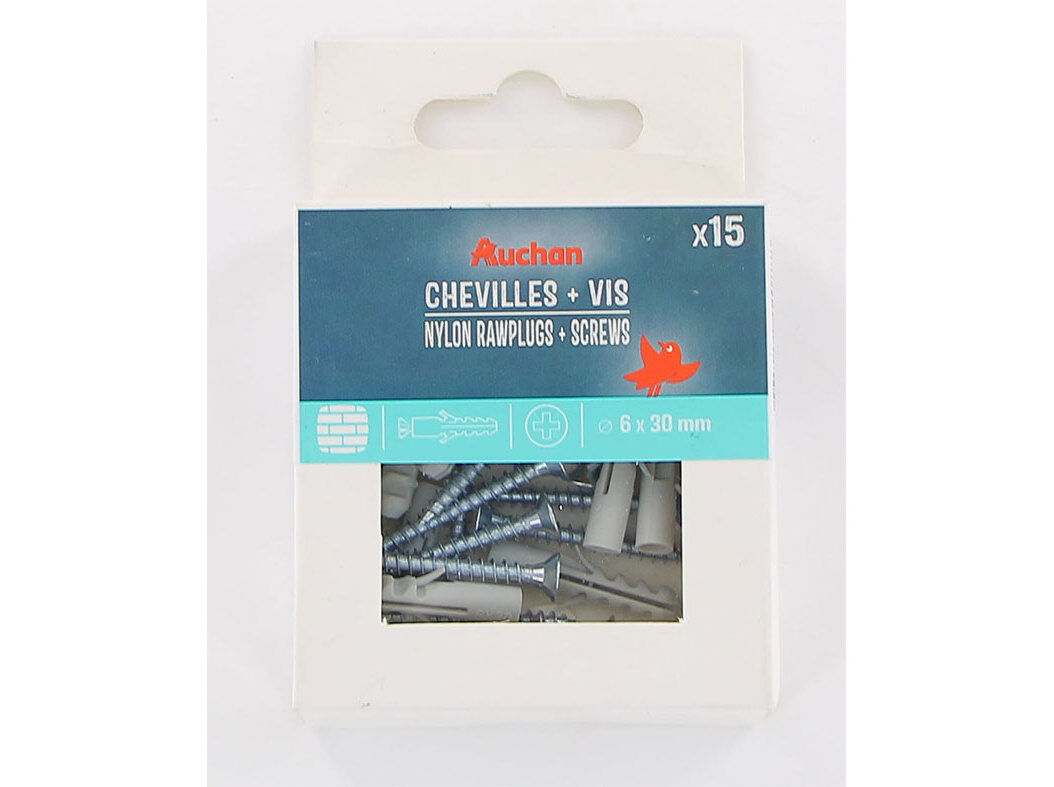 BUCHAS+PARAFUSOS AUCHAN AUCHAN 15 PE&Ccedil;AS 6X30MM image number 0