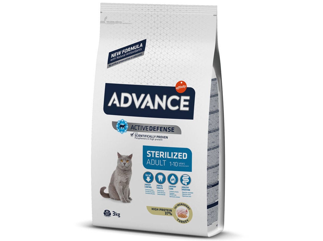 RA&Ccedil;&Atilde;O PARA GATO ADVANCE ESTERILIZADO COM PER&Uacute; E ARROZ 3KG