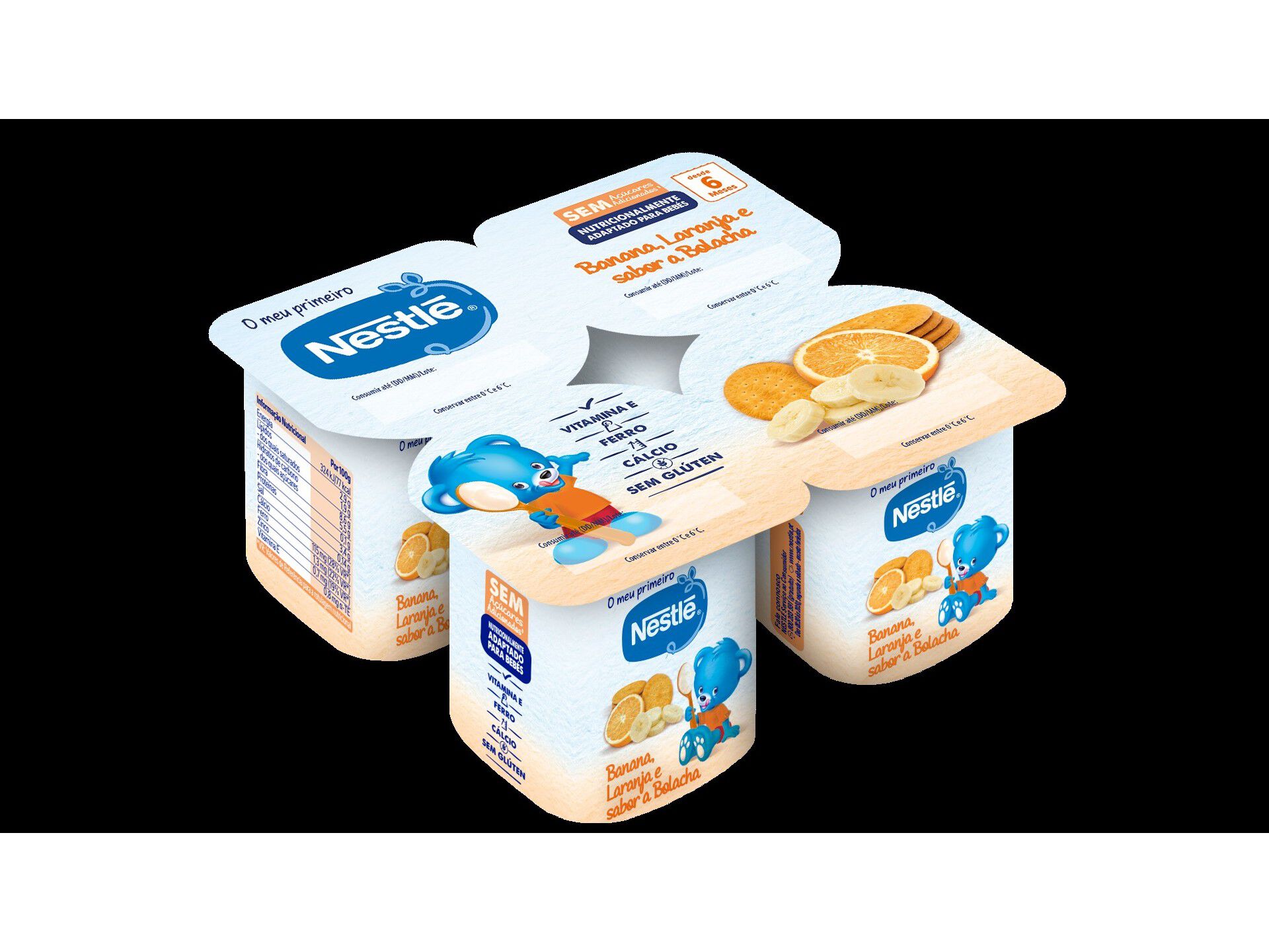INFANTIL NESTL&Eacute; BEB&Eacute; BANANA LARANJA E BOLACHA 4X100G