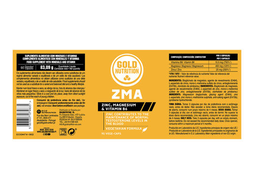 SUPLEMENTO GOLDNUTRITION ZMA 90 CAPS image number 1
