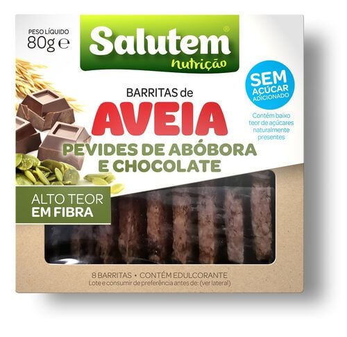 BARRITAS DE AVEIA SALUTEM PEVIDES E CHOCOLATE 80G image number 0