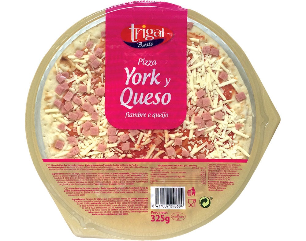 PIZZA TRIGAL BASIC REFRIGERADA FIAMBRE E QUEIJO 325G image number 0