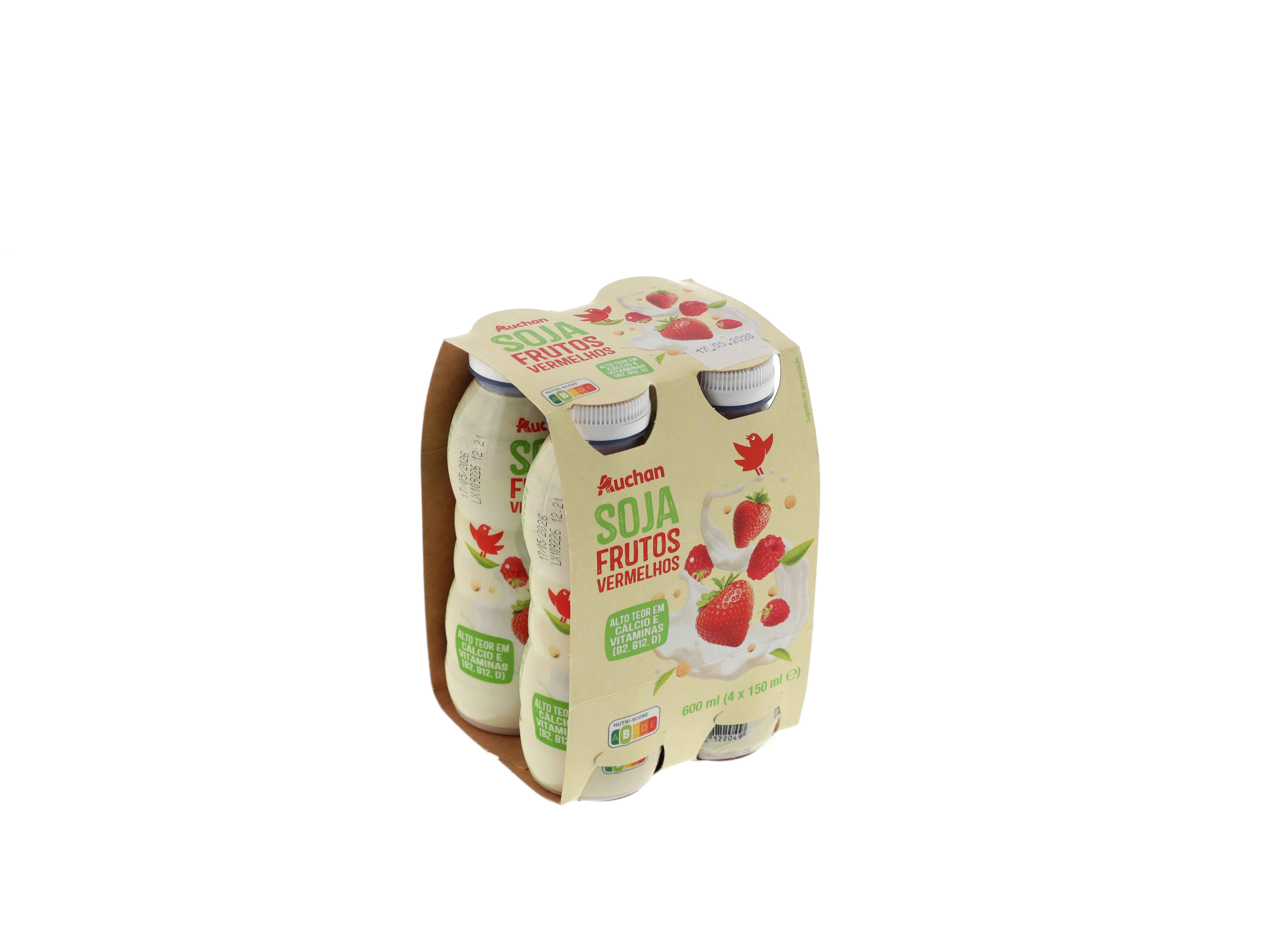 SOJAGURTE L&Iacute;QUIDO AUCHAN FRUTOS VERMELHOS 4X150 ML image number 1
