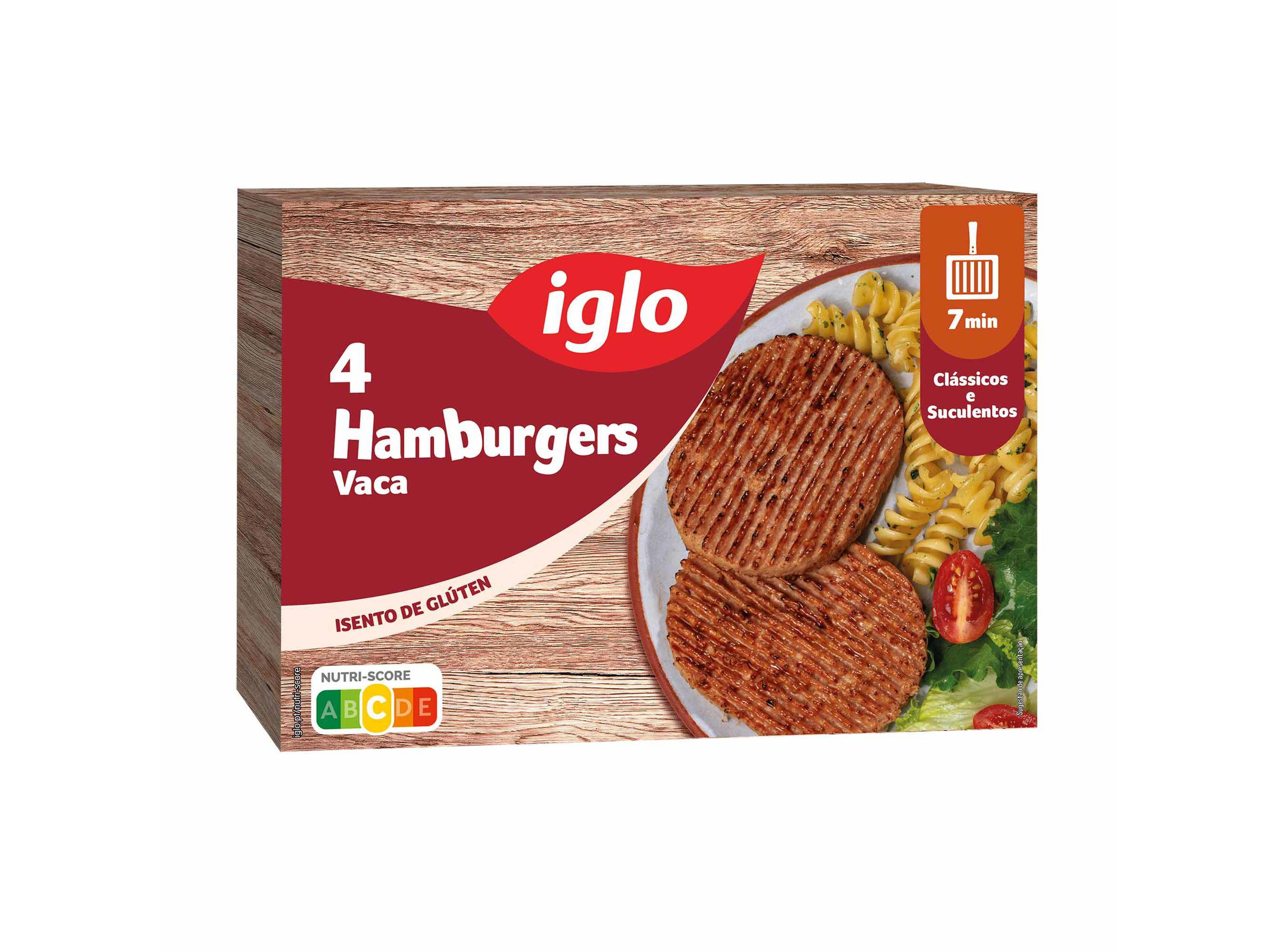 HAMBURGUERES IGLO VACA SEM GL&Uacute;TEN 4UN 320G