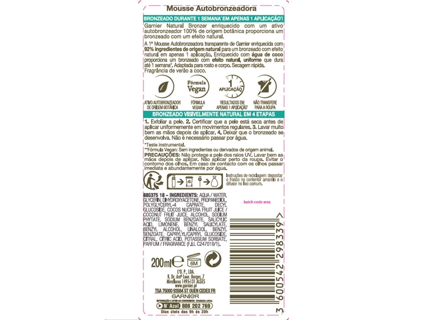 AUTO BRONZEADOR AMBRE SOLAIRE MOUSSE 200ML image number 1