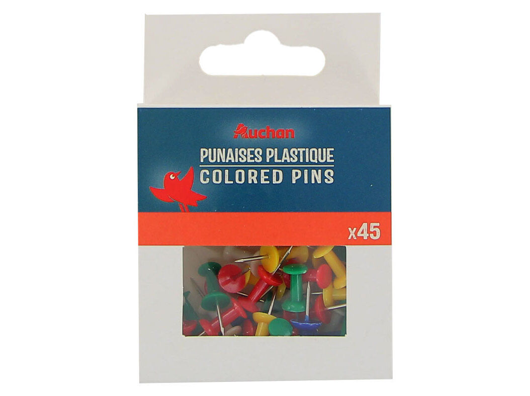 PINOS COLORIDOS AUCHAN 8X23MM 45 PE&Ccedil;AS