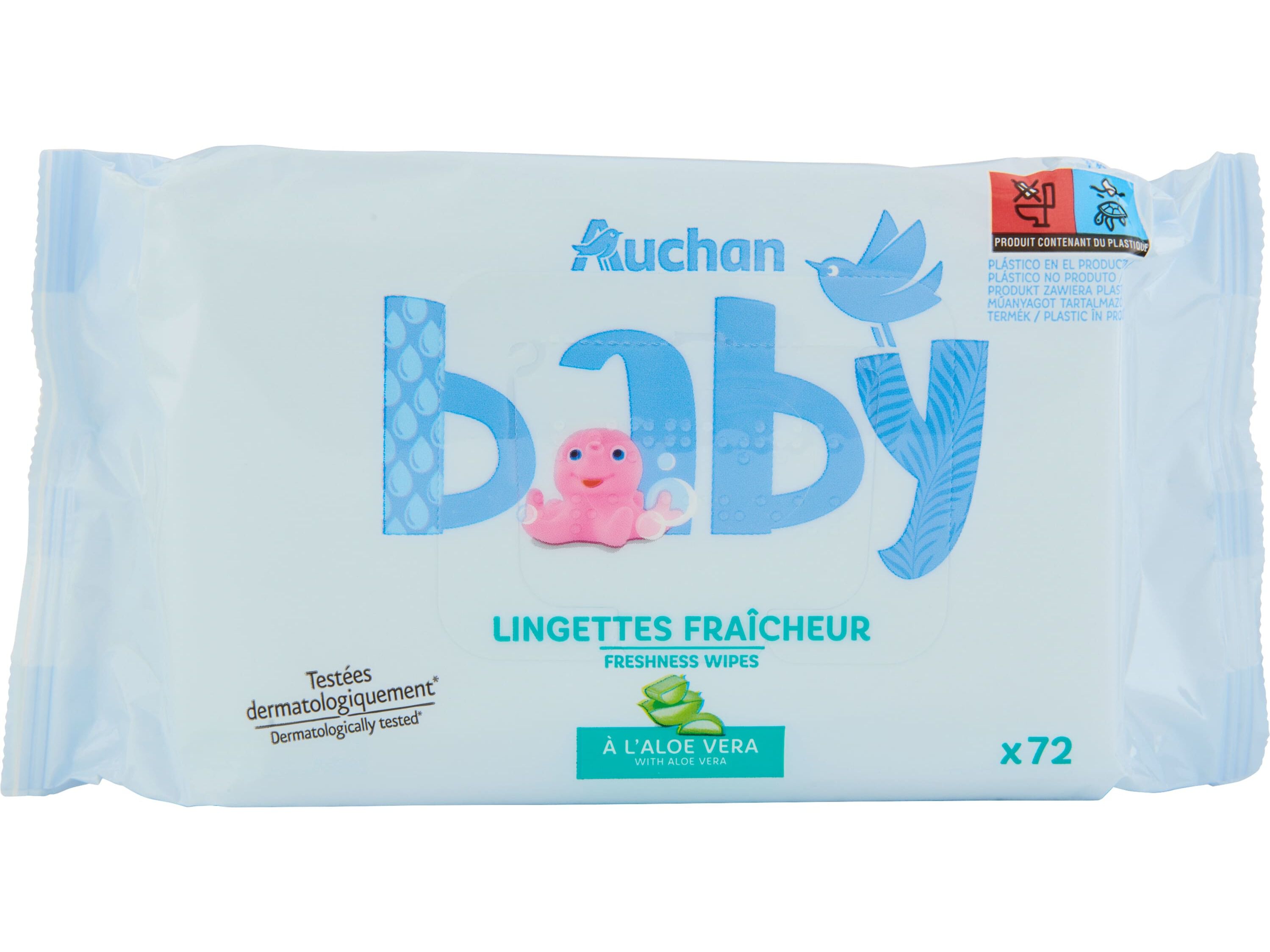 TOALHITAS AUCHAN BABY REFRESCANTES C/ALOE VERA 72UN