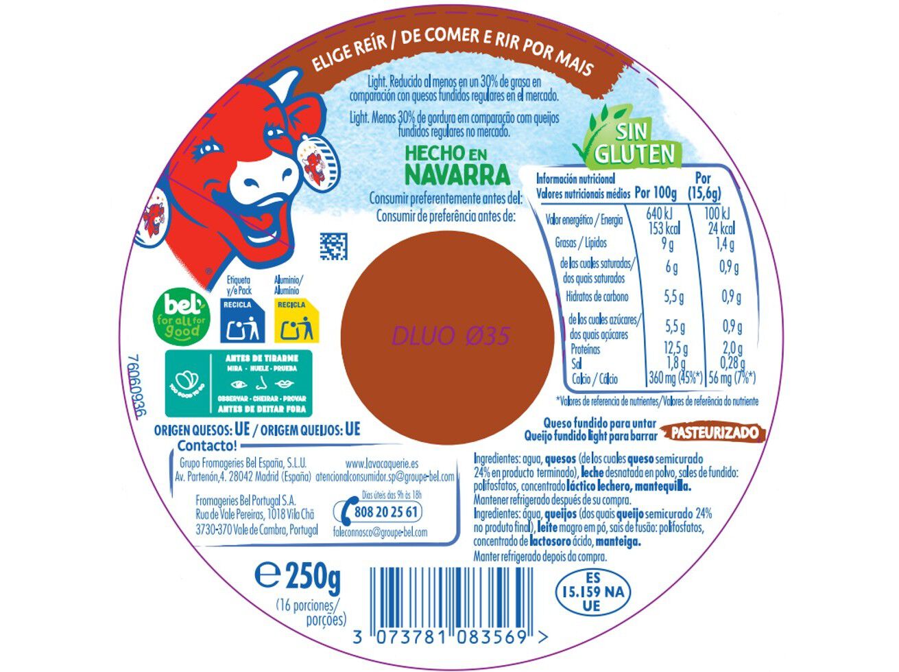 QUEIJO FUNDIDO VACA QUE RI CURADO 16 POR&Ccedil;&Otilde;ES 250G image number 1