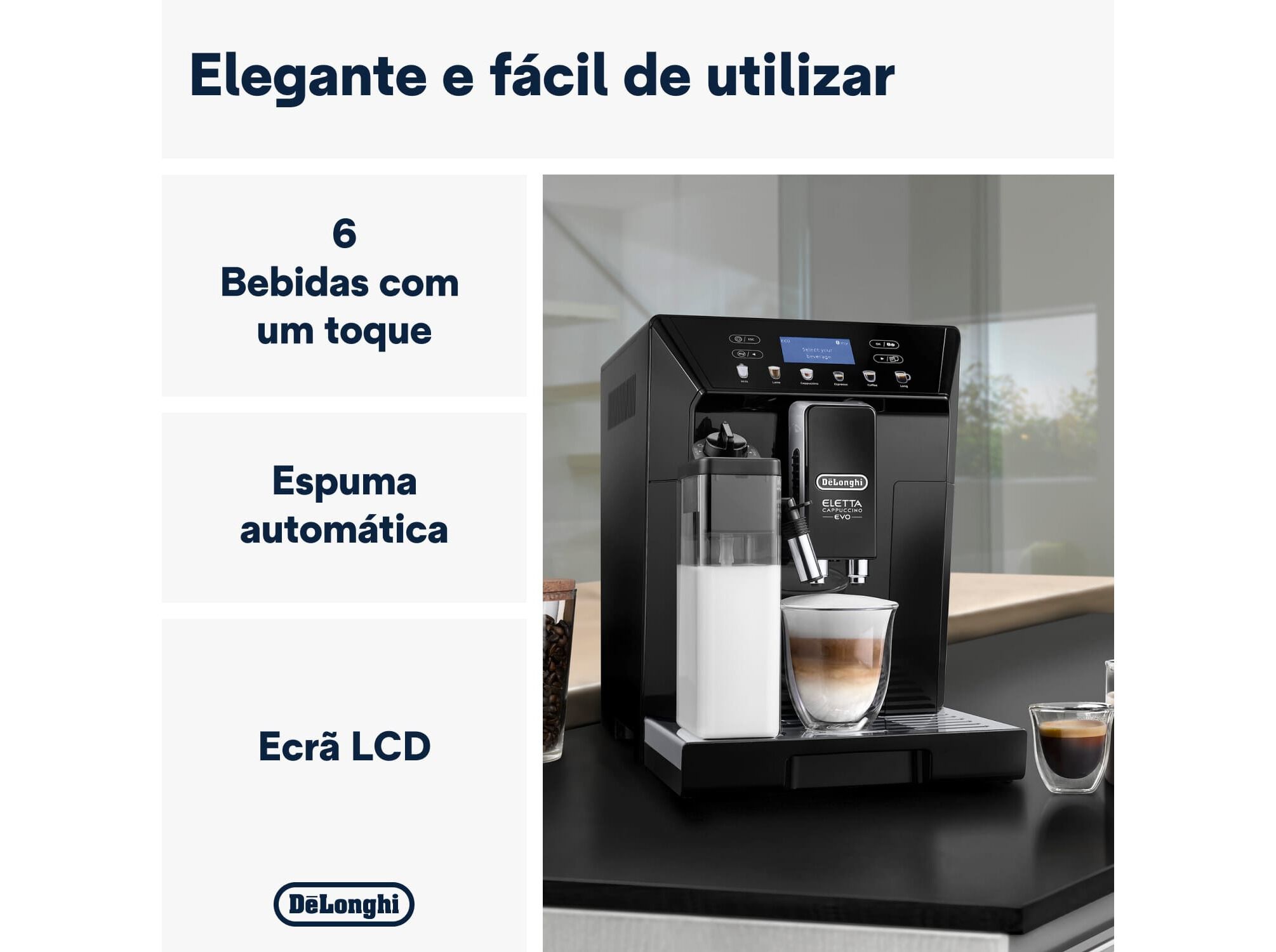 M&Aacute;QUINA DE CAF&Eacute; EXPRESSO AUTOM&Aacute;TICA DELONGHI ECAM46.860.B ELETTA CAPPUCCINO EVO image number 1