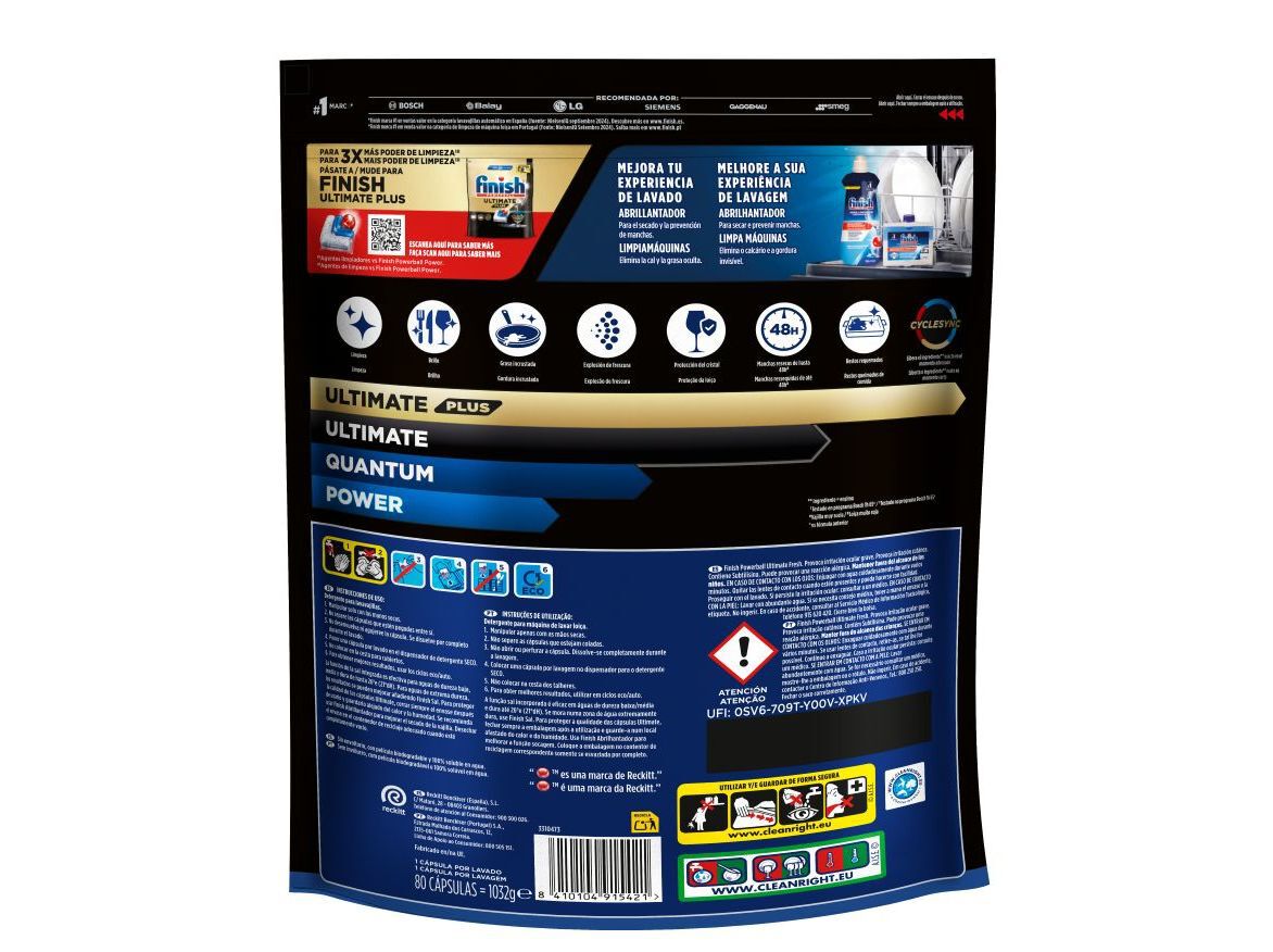 DETERGENTE LOI&Ccedil;A M&Aacute;QUINA FINISH ULTIMATE REGULAR 80P image number 1