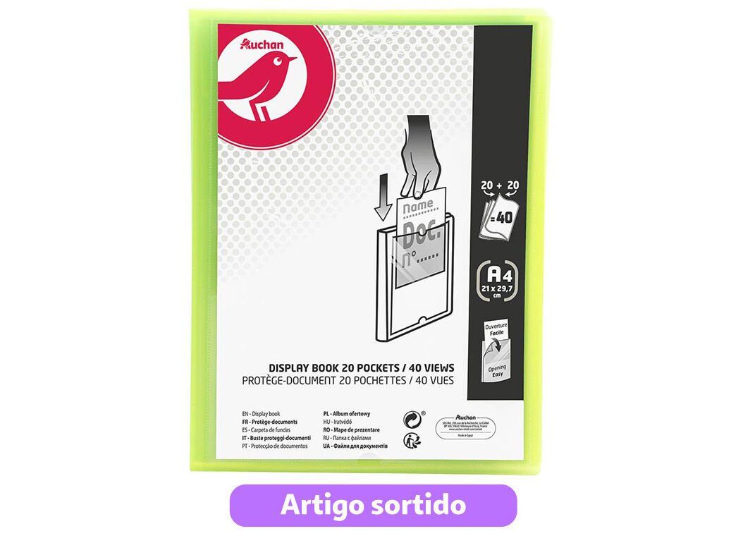 PORTF&Oacute;LIO AUCHAN A4 20+20 BOLSAS CORES SORTIDAS image number 2