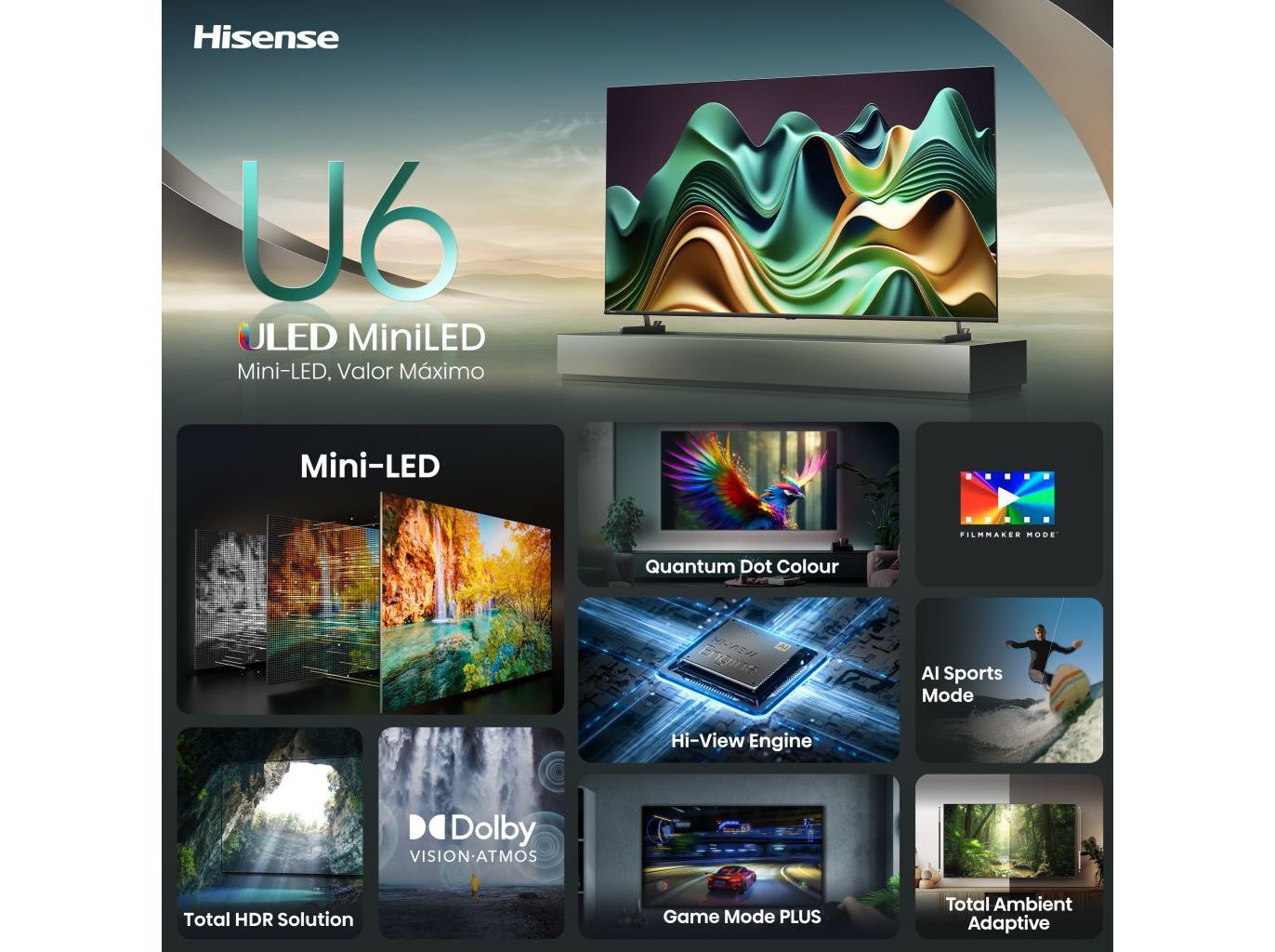 TV ULED MINI LED HISENSE 75U6NQ (4K SMART TV 75'' 189CM) image number 6