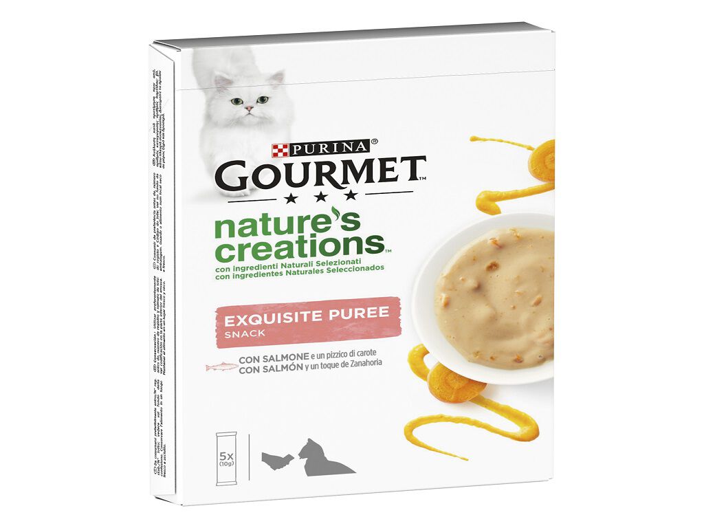 SNACKS PARA GATO GOURMET PUR&Eacute; SALM&Atilde;O 5X10G image number 1