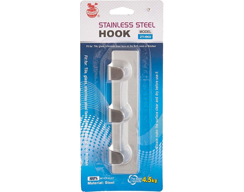 CABIDE COM 3 GANCHOS ACTUEL EM INOX 12X4CM