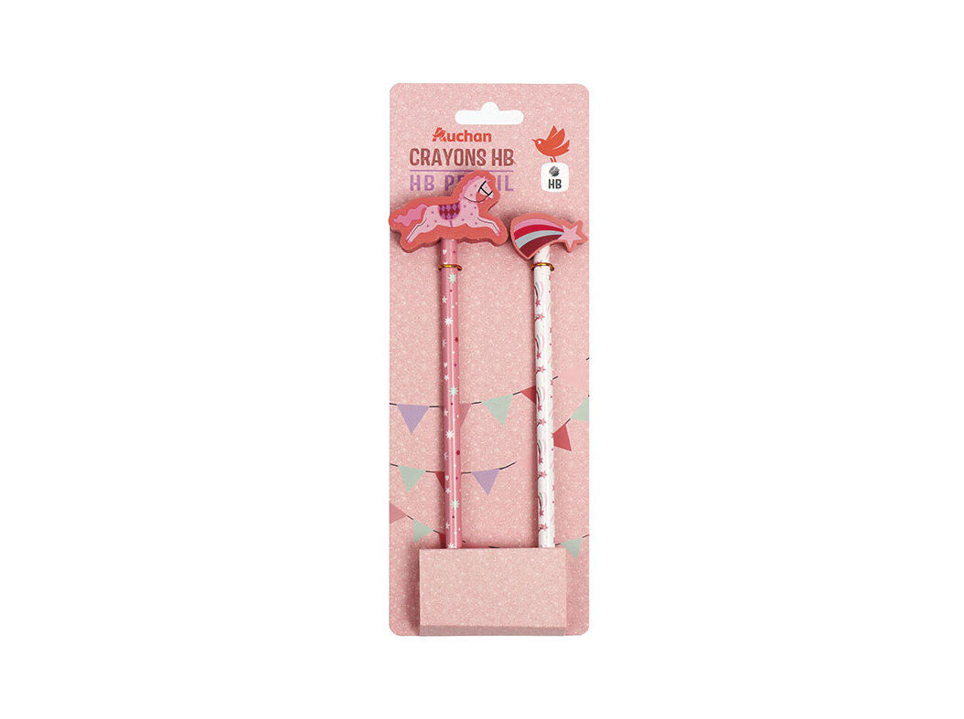 CONJUNTO DE 2 L&Aacute;PIS HB AUCHAN COM BORRACHA CIRCUS