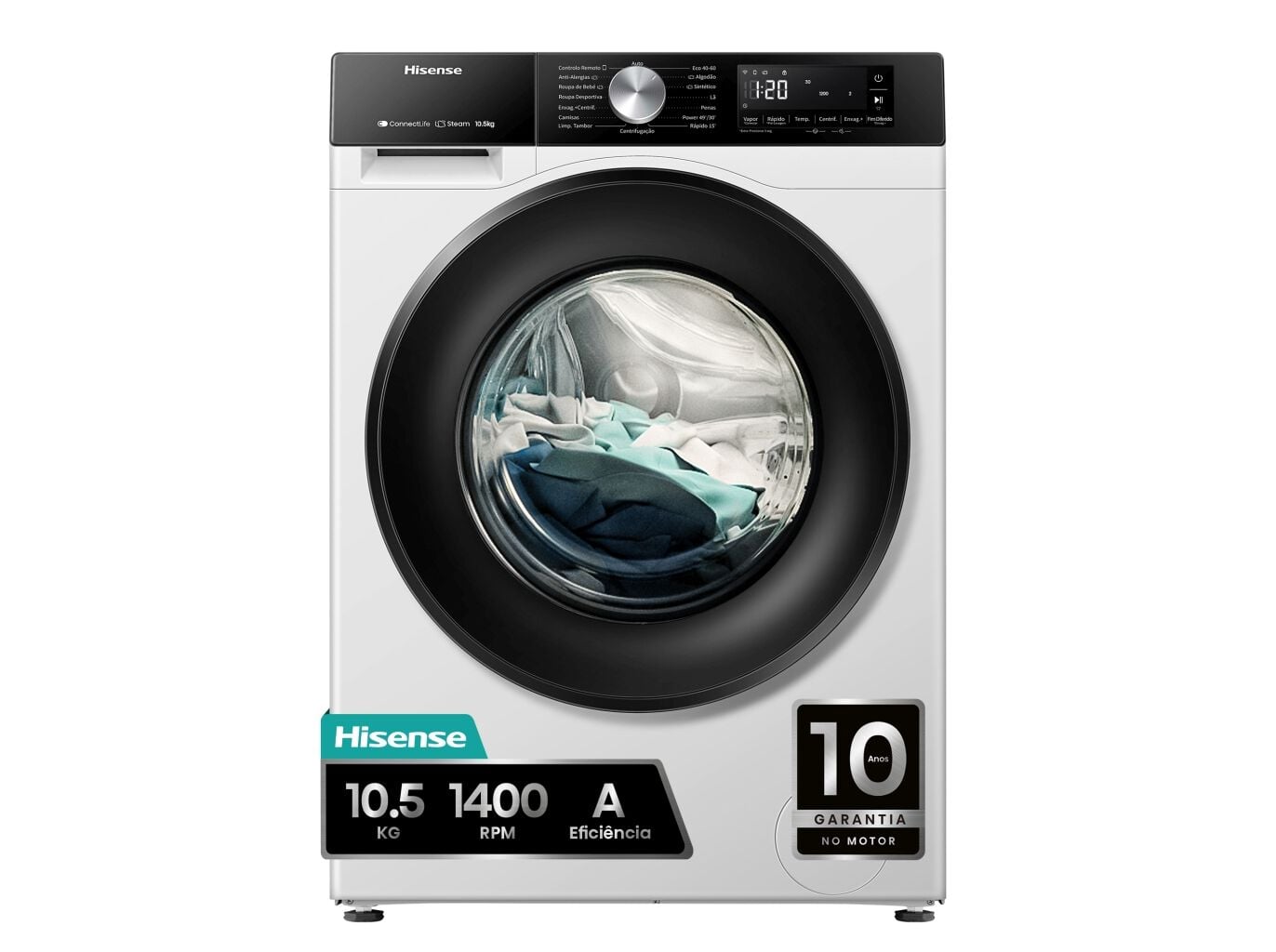 M&Aacute;QUINA LAVAR ROUPA HISENSE WF3S1043BW3 SERIE 3S - BRANCO A 10.5KG