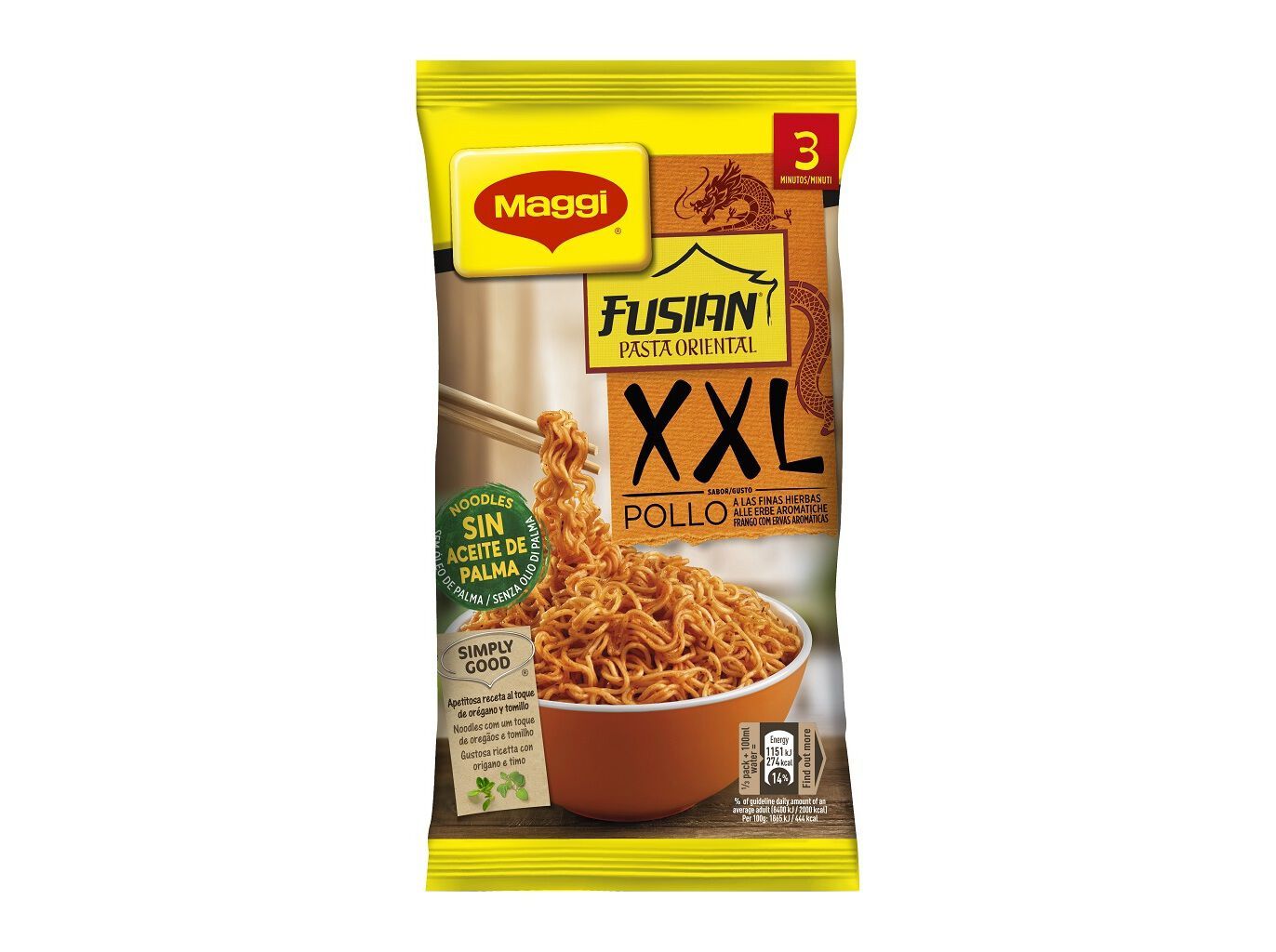 PASTA ORIENTAL MAGGI XXL FRANGO 185G image number 1