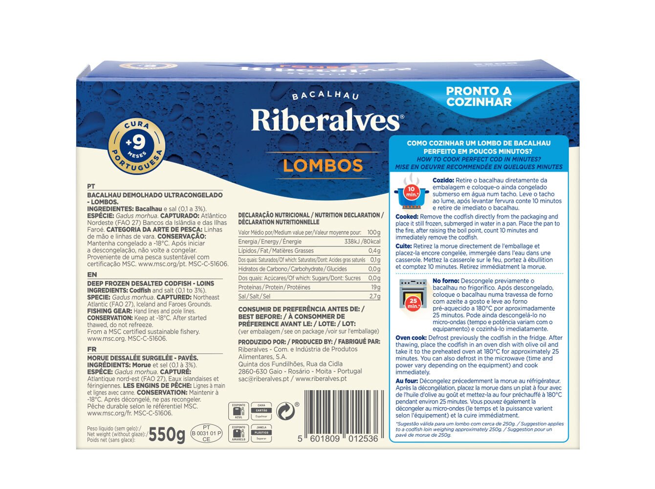 BACALHAU RIBERALVES LOMBOS CAIXA MSC 550G image number 1