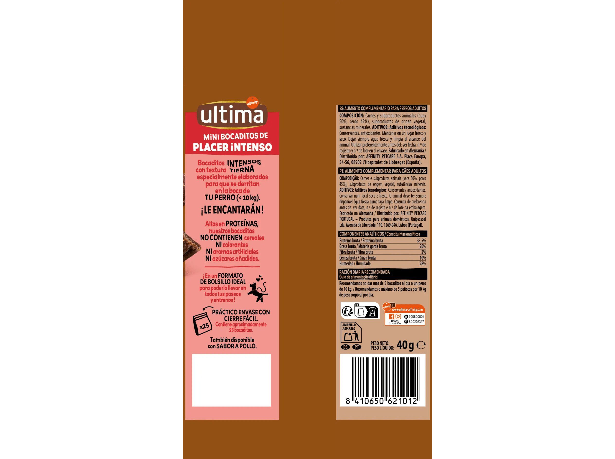 SNACK PARA C&Atilde;O ULTIMA SABOR INTENSO VACA 40G image number 1