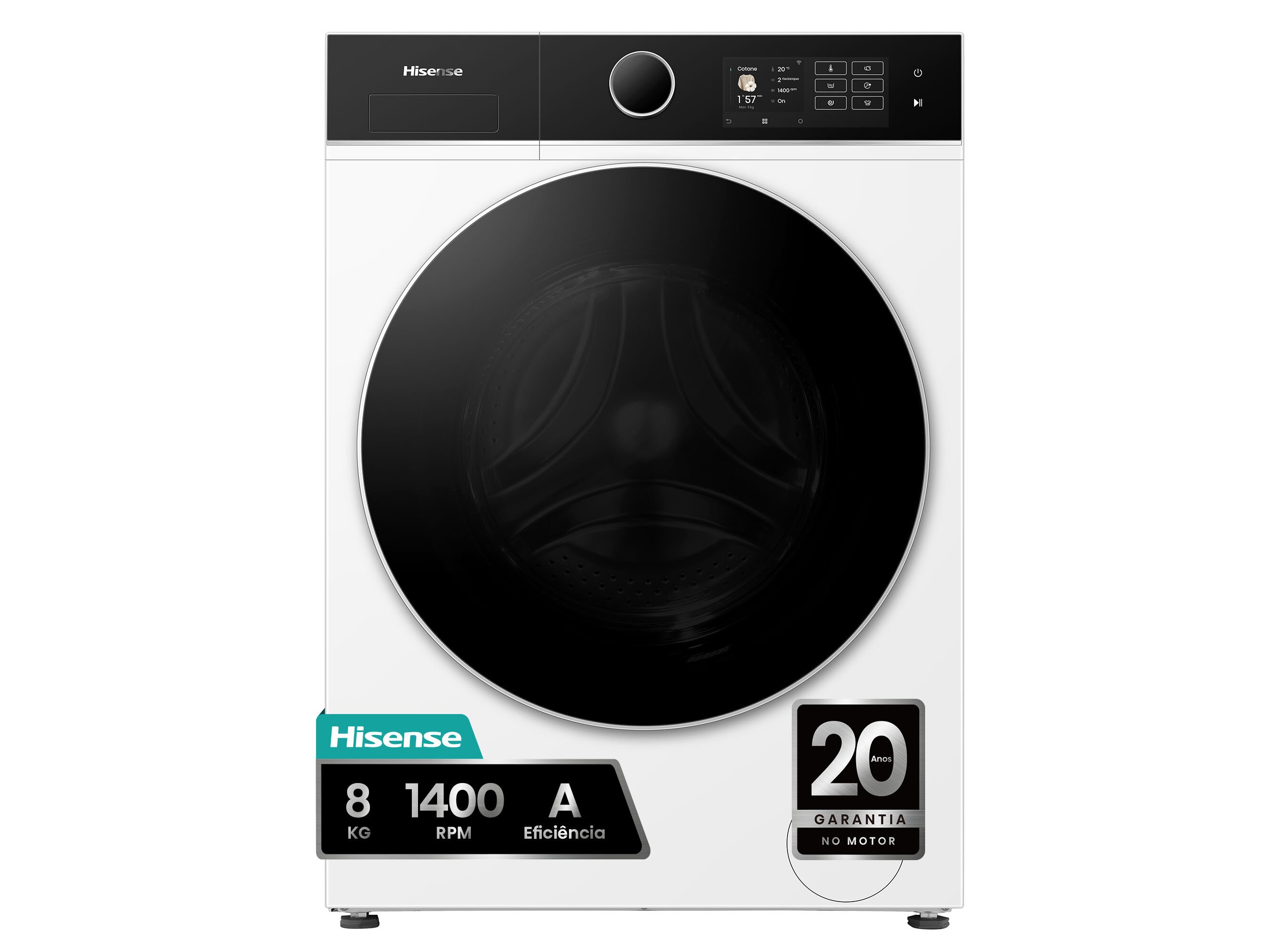 M&Aacute;QUINA DE LAVAR ROUPA HISENSE SERIE 5I WF5I8043BWF - BRANCO A 8KG A