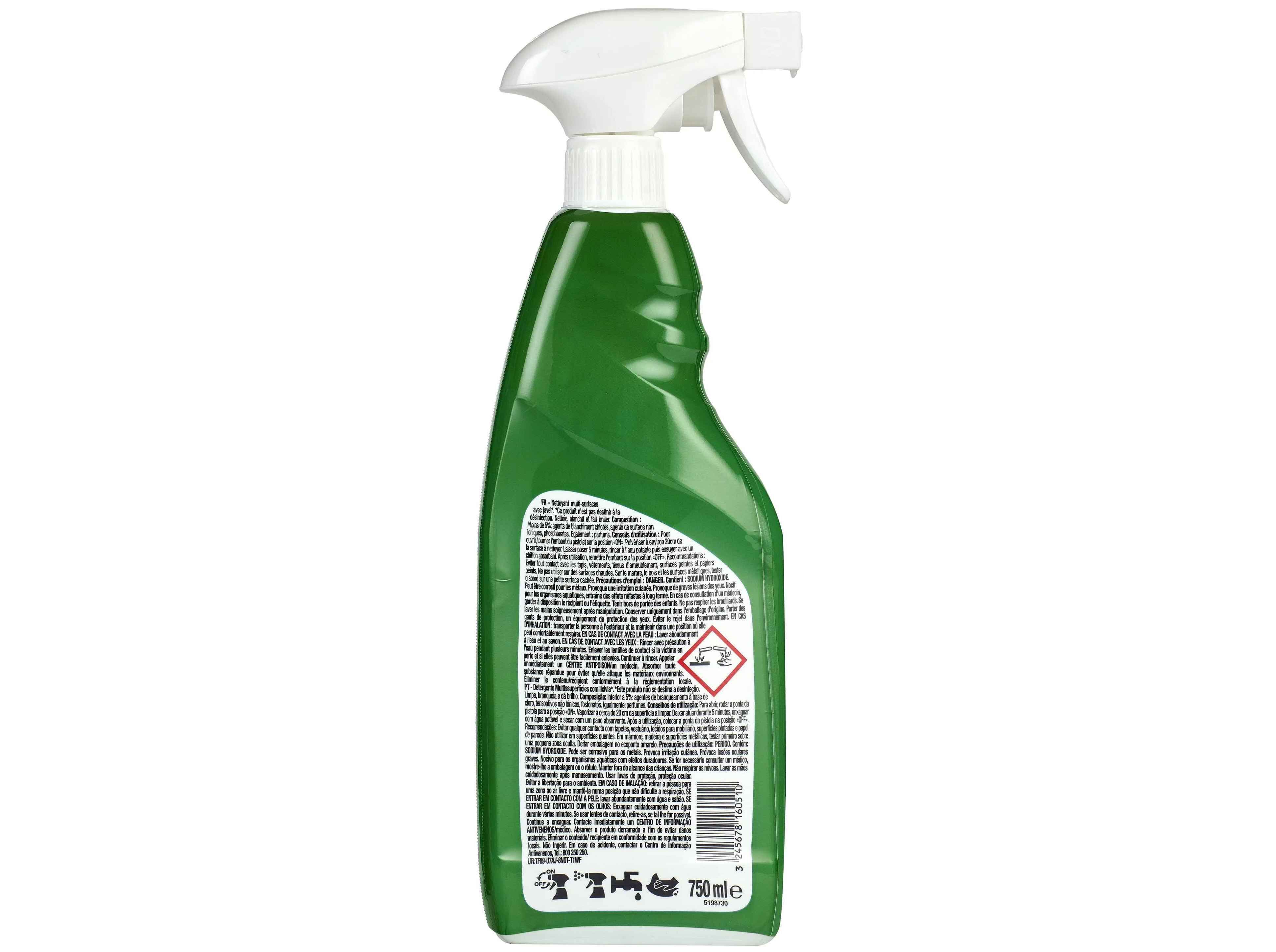 SPRAY AUCHAN POWER MULTISUPERF&Iacute;CIES COM LIX&Iacute;VIA 750ML image number 1