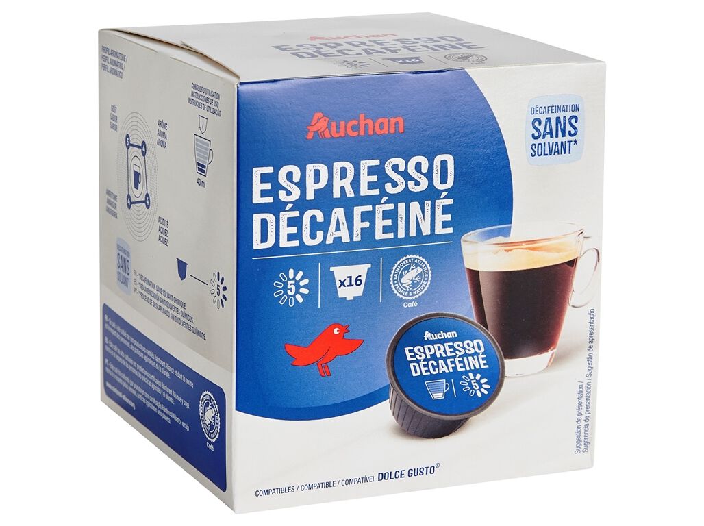C&Aacute;PSULAS CAF&Eacute; DG AUCHAN DESCAFEINADO INT.5 16UN