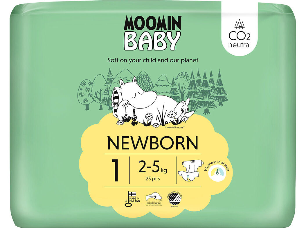 FRALDAS MOOMIN BABY T1 2-5KG 25UN