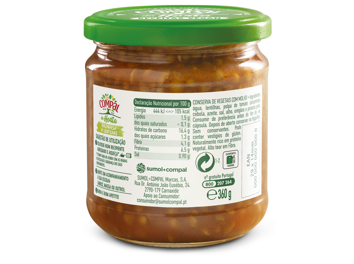 BOLONHESA DE LENTILHAS COMPAL DA HORTA 360G image number 1