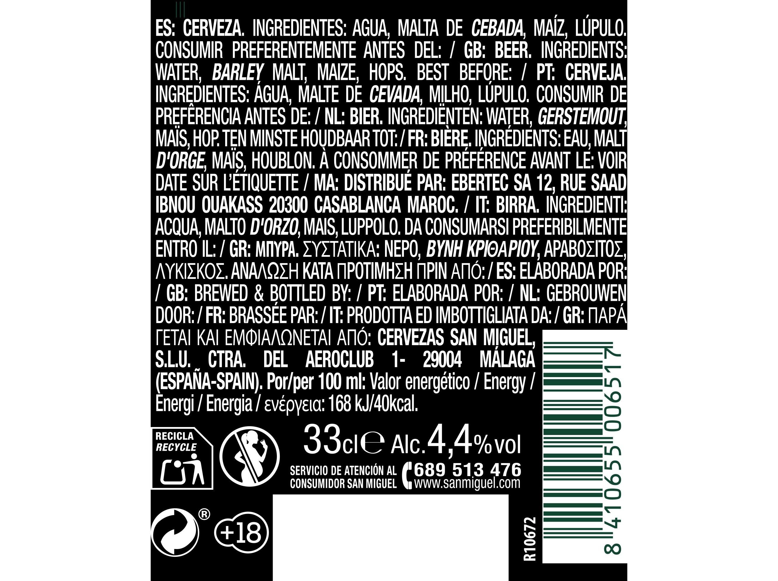 CERVEJA SAN MIGUEL FRESCA 0.33L image number 2