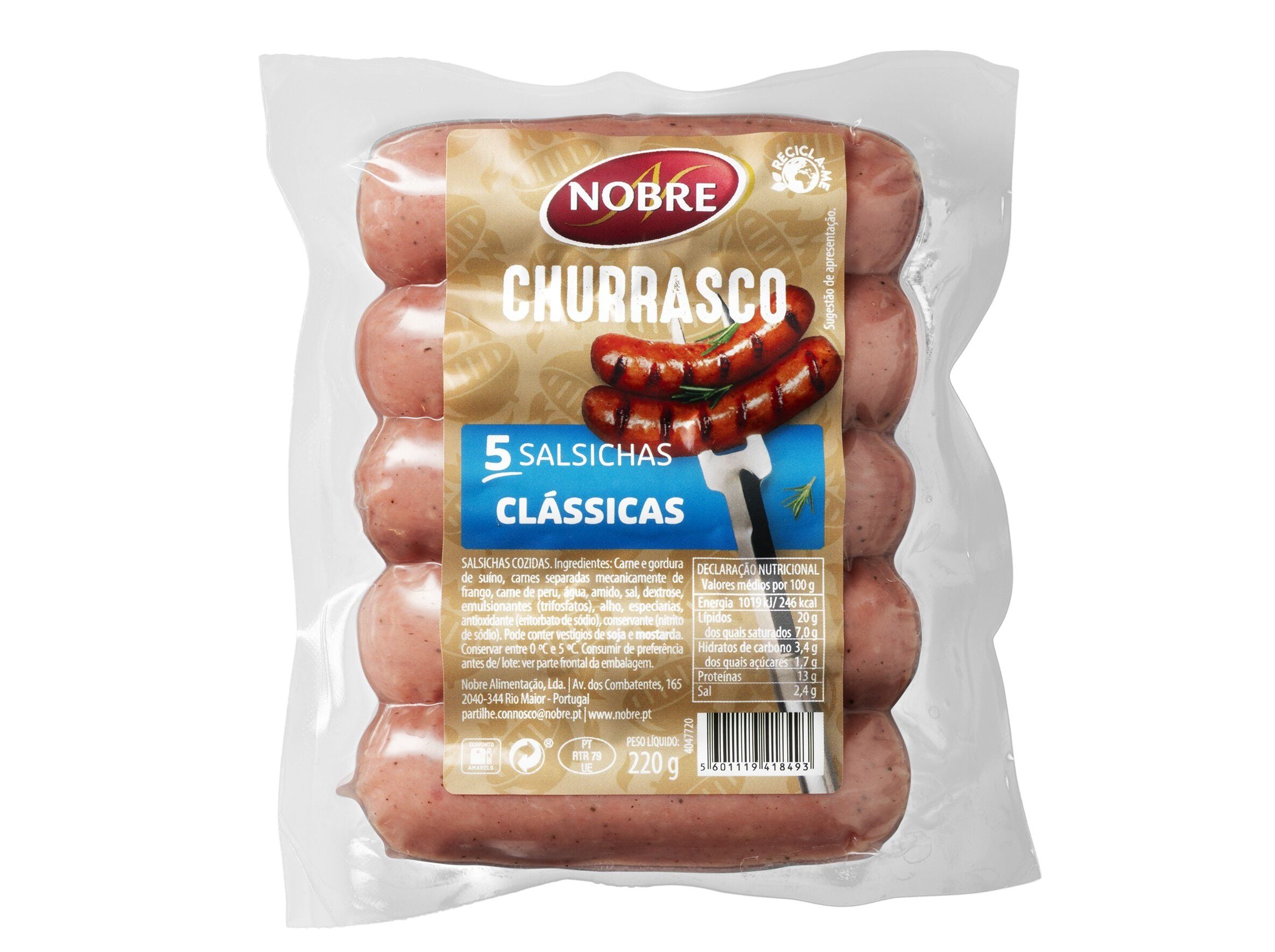 SALSICHAS CHURRASCO NOBRE CL&Aacute;SSICAS 220G image number 0