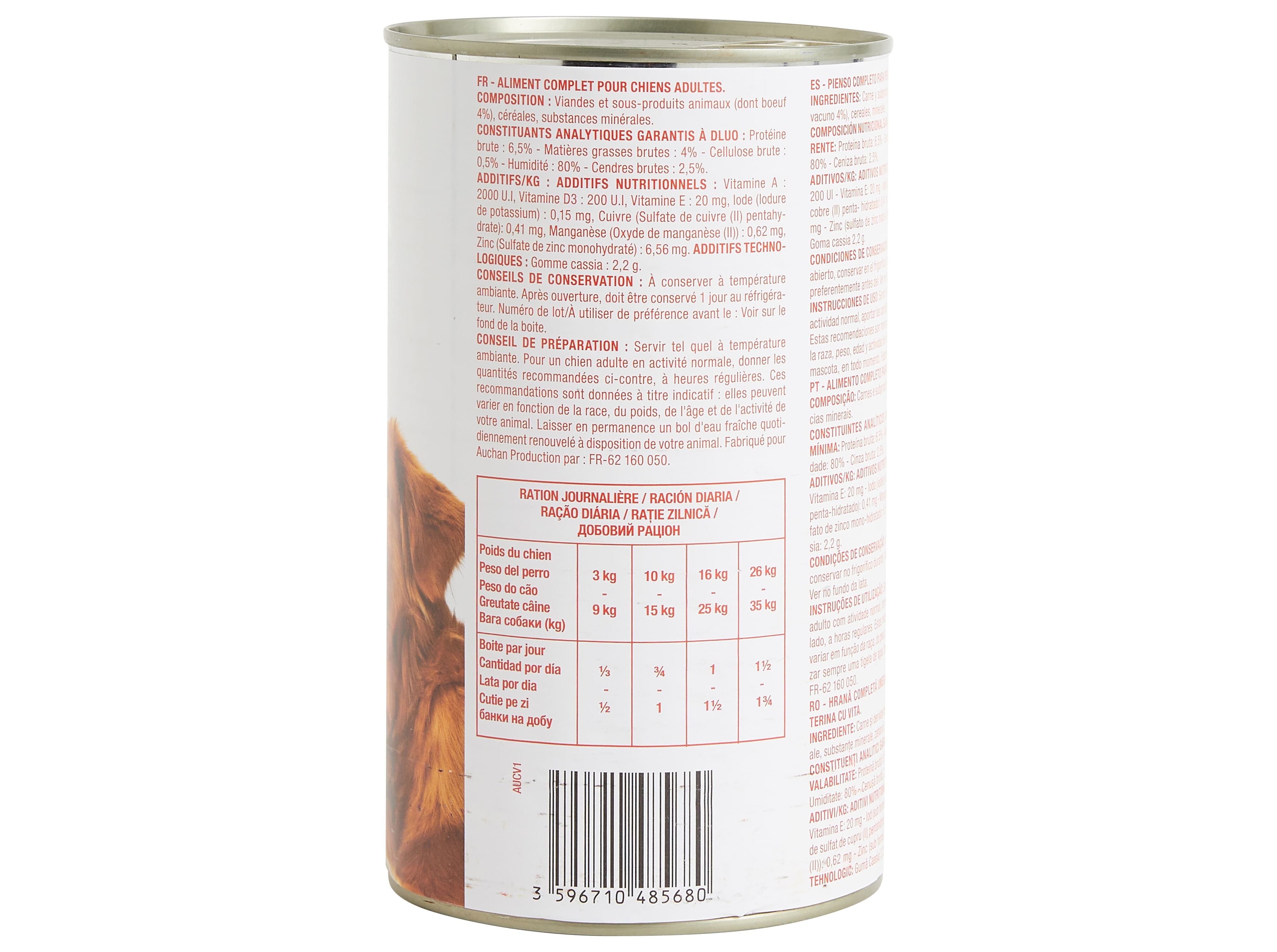 COMIDA H&Uacute;MIDA PARA C&Atilde;O POLEGAR TERRINA COM VACA 1200G image number 3