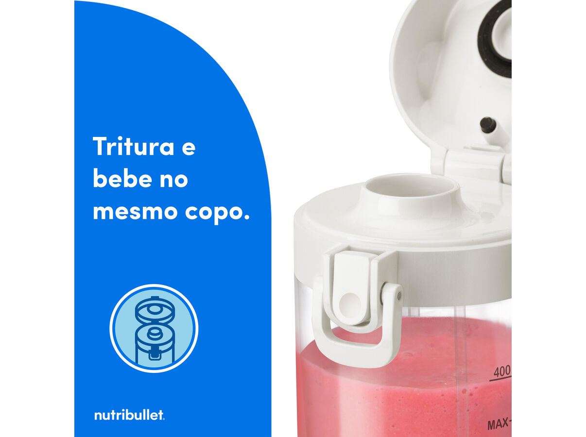 LIQUIDIFICADORA NUTRIBULLET PORTABLE NBP003W BRANCO 475ML image number 4