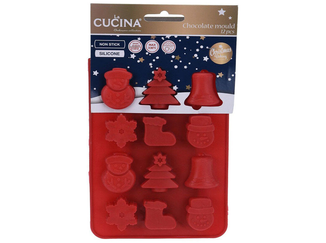 FORMA SILICONE VERMELHO 12 FORMATOS NATAL