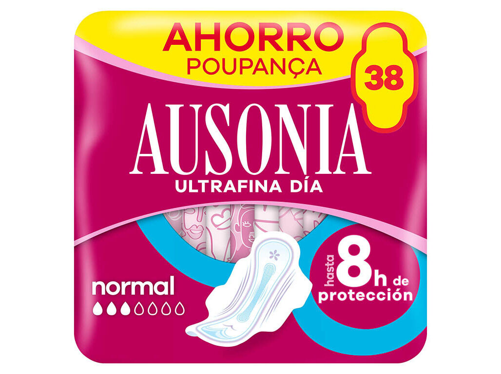 PENSOS HIGI&Eacute;NICOS NORMAL COM ABAS AUSONIA 38 UN