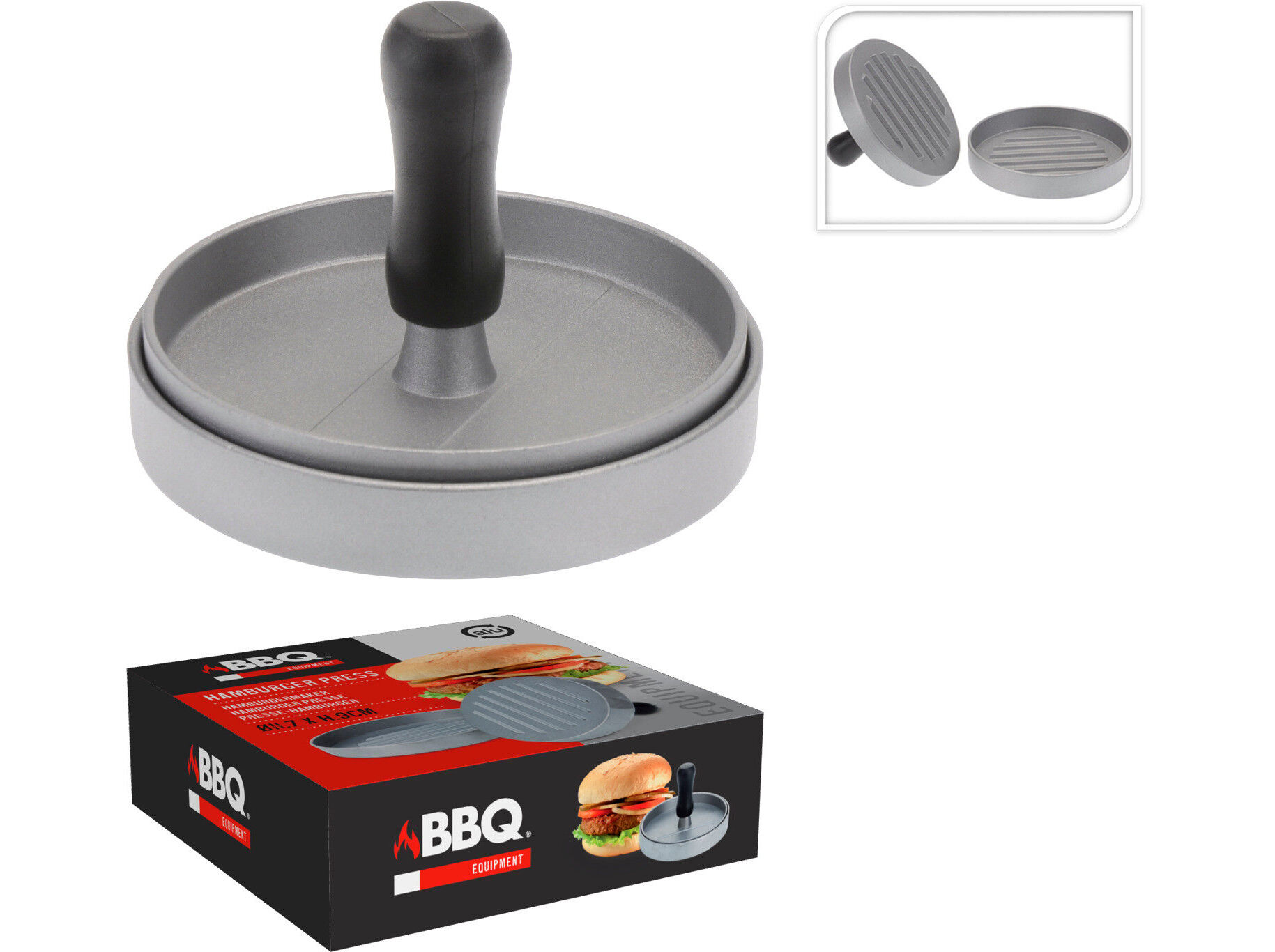 PRENSA PARA HAMB&Uacute;RGUERES EH ALUMINIO &Oslash;11.7X9CM