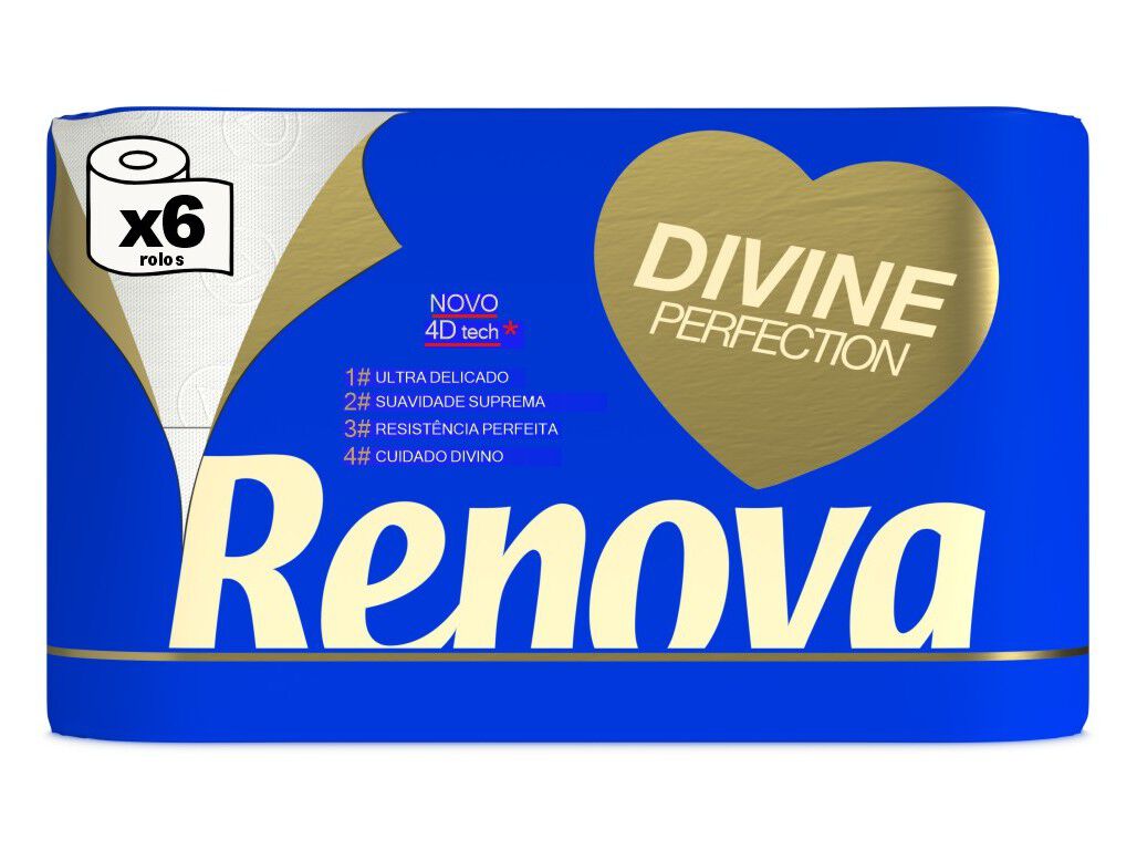 PAPEL HIGI&Eacute;NICO RENOVA DIVINE ULTRA DELICADO 4F 6R image number 0