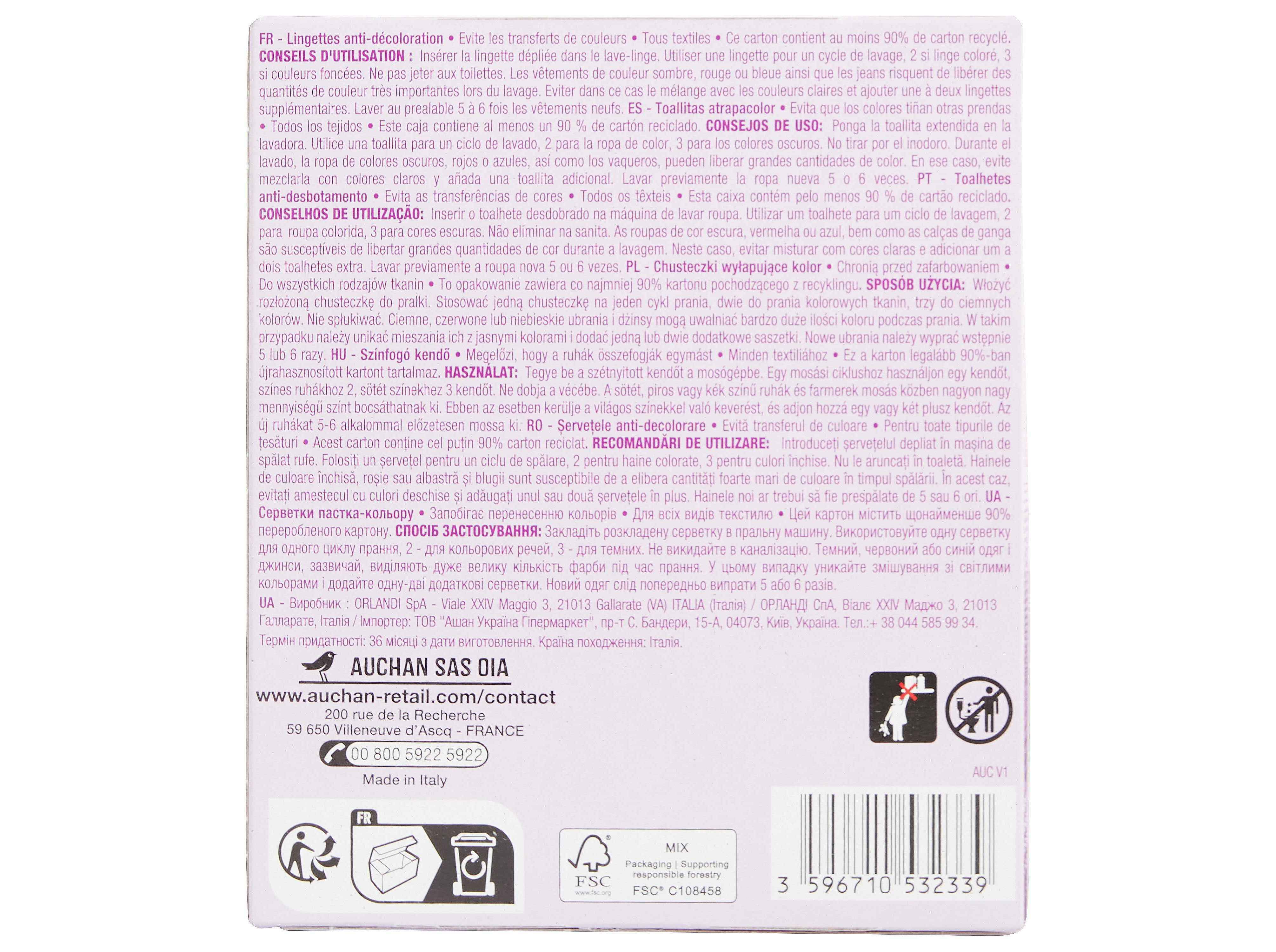 TOALHITAS ROUPA AUCHAN ANTI-DESCOLORA&Ccedil;&Atilde;O 40UN image number 2